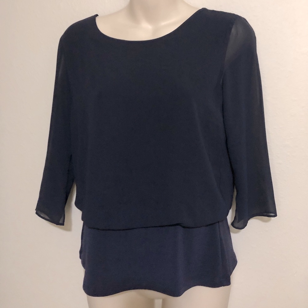 Ann Taylor petite navy blue blouse